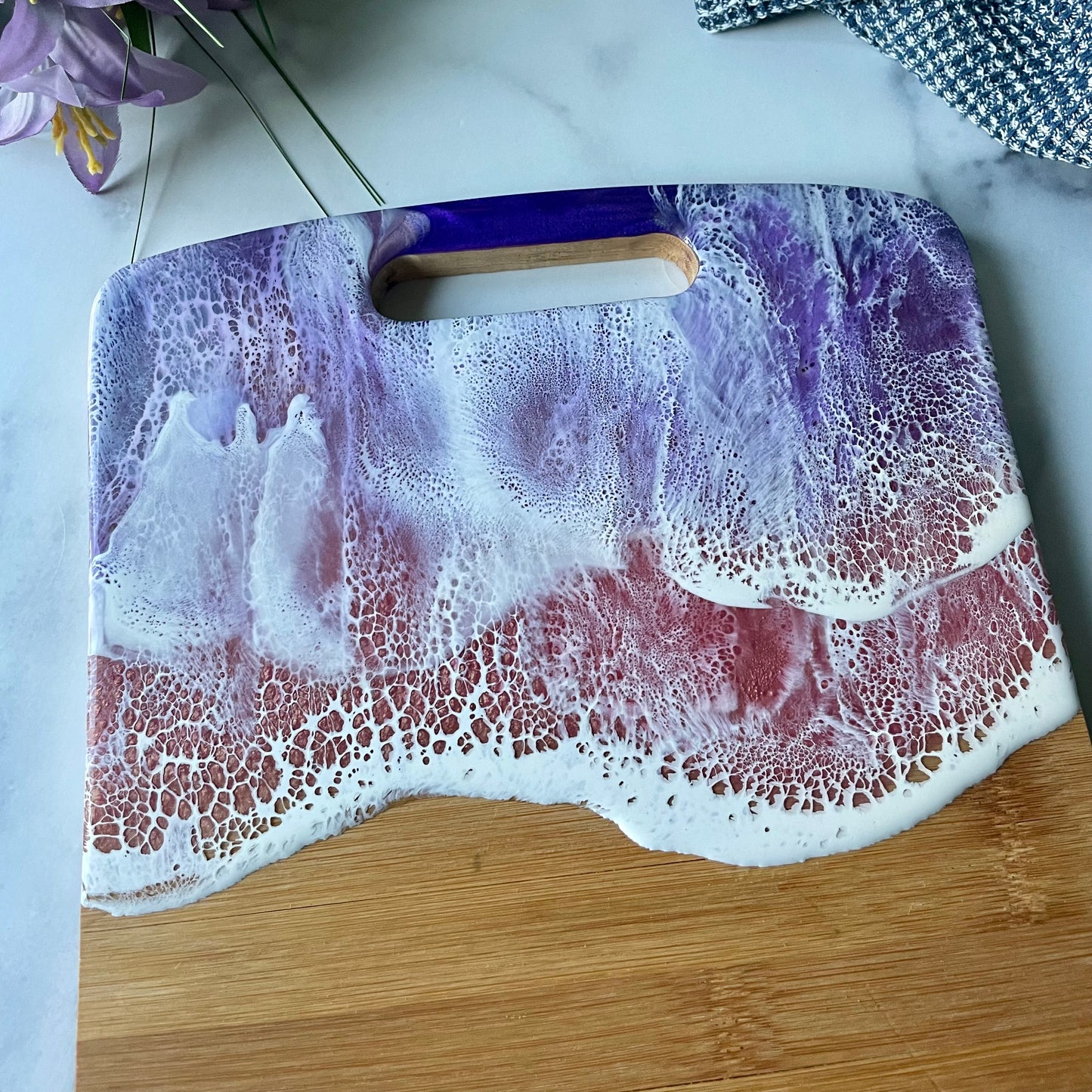 Purple Sunrise Bamboo Cutting and Serving Board