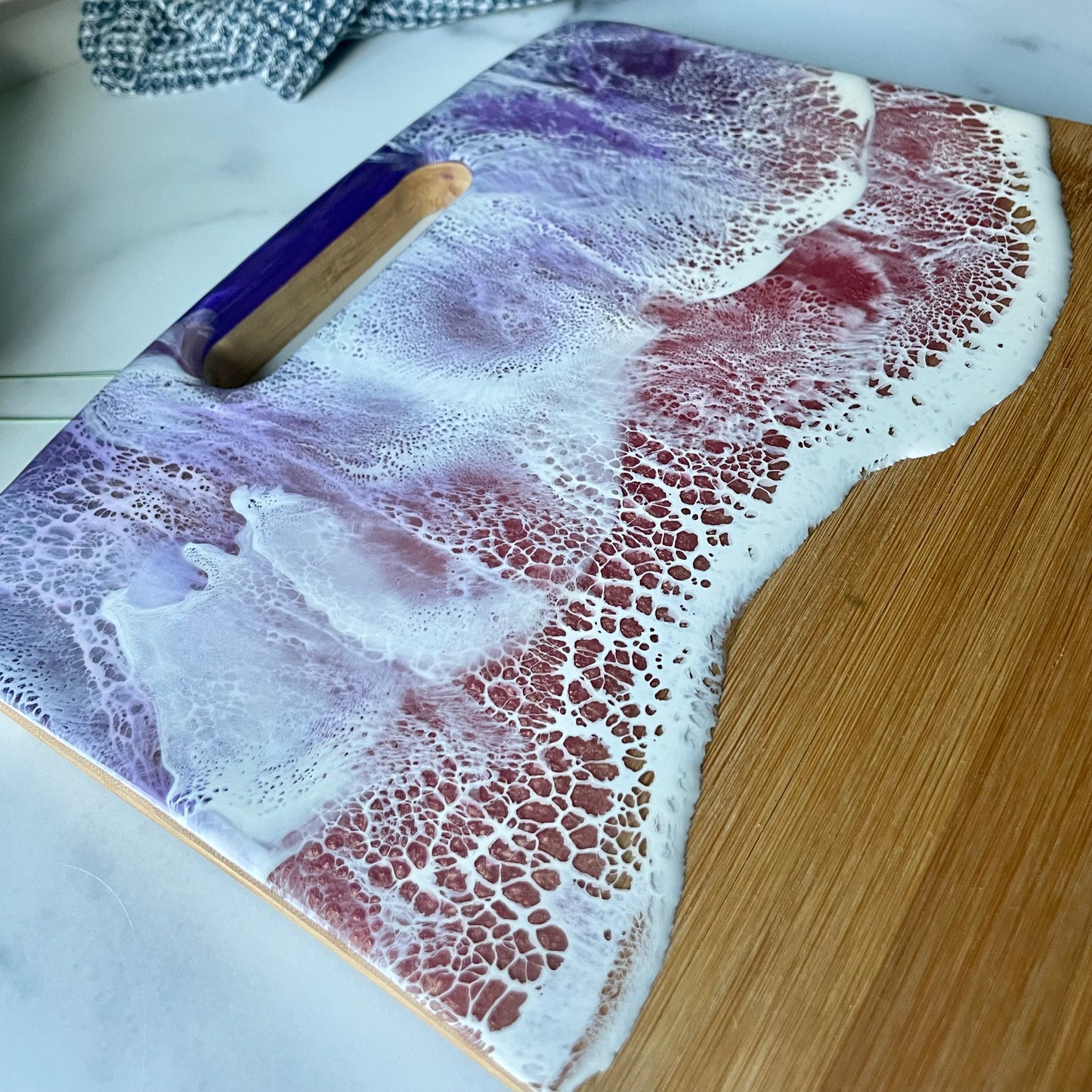 Purple Sunrise Bamboo Cutting and Serving Board