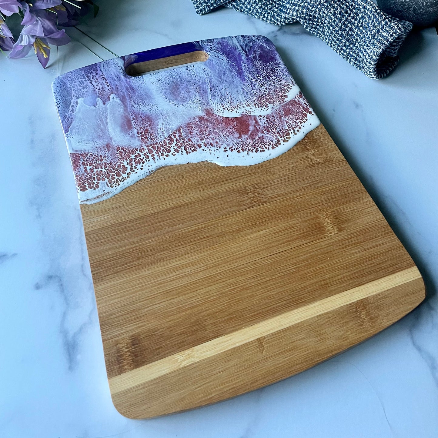 Purple Sunrise Bamboo Cutting and Serving Board