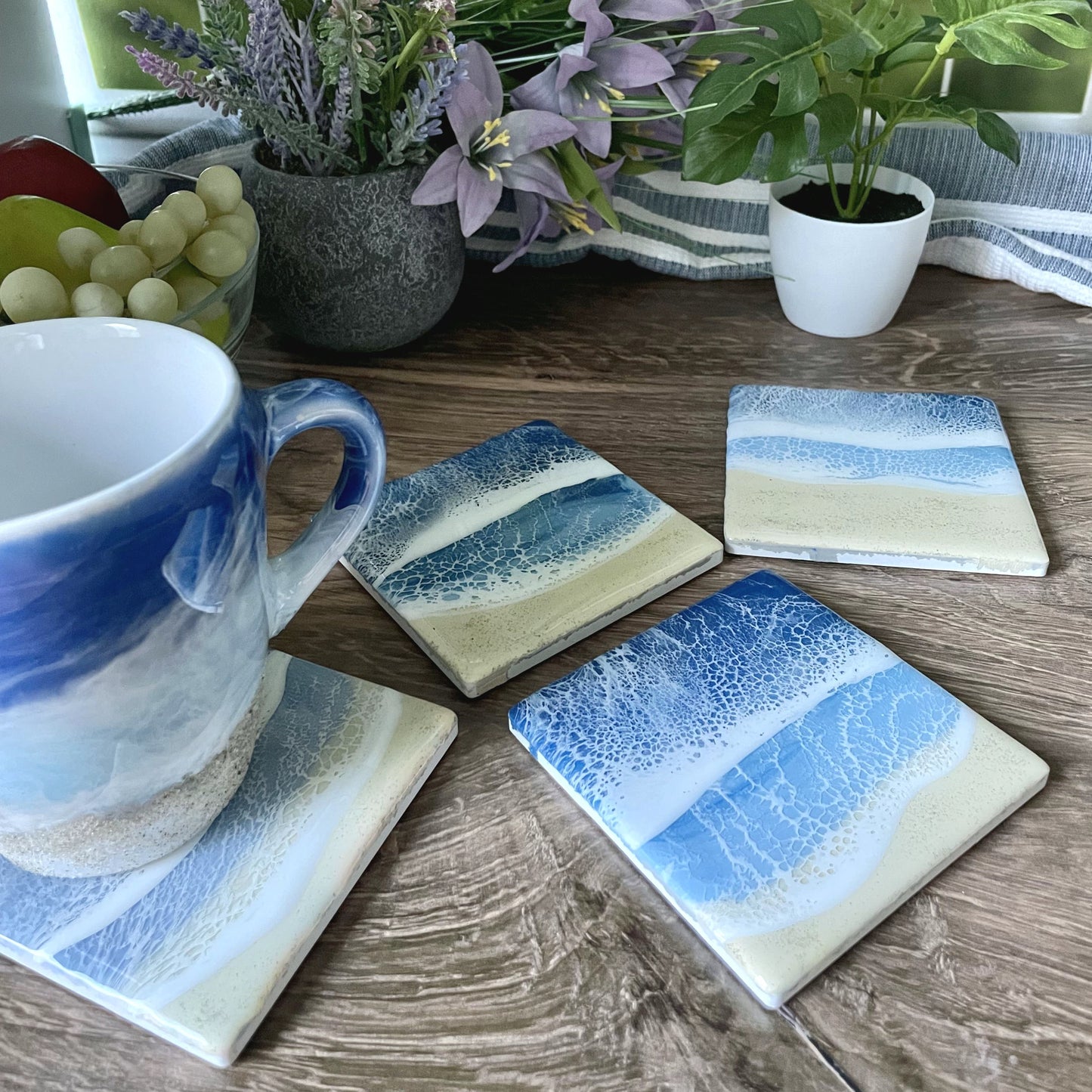 Sandy Beach and Ocean Waves Coasters