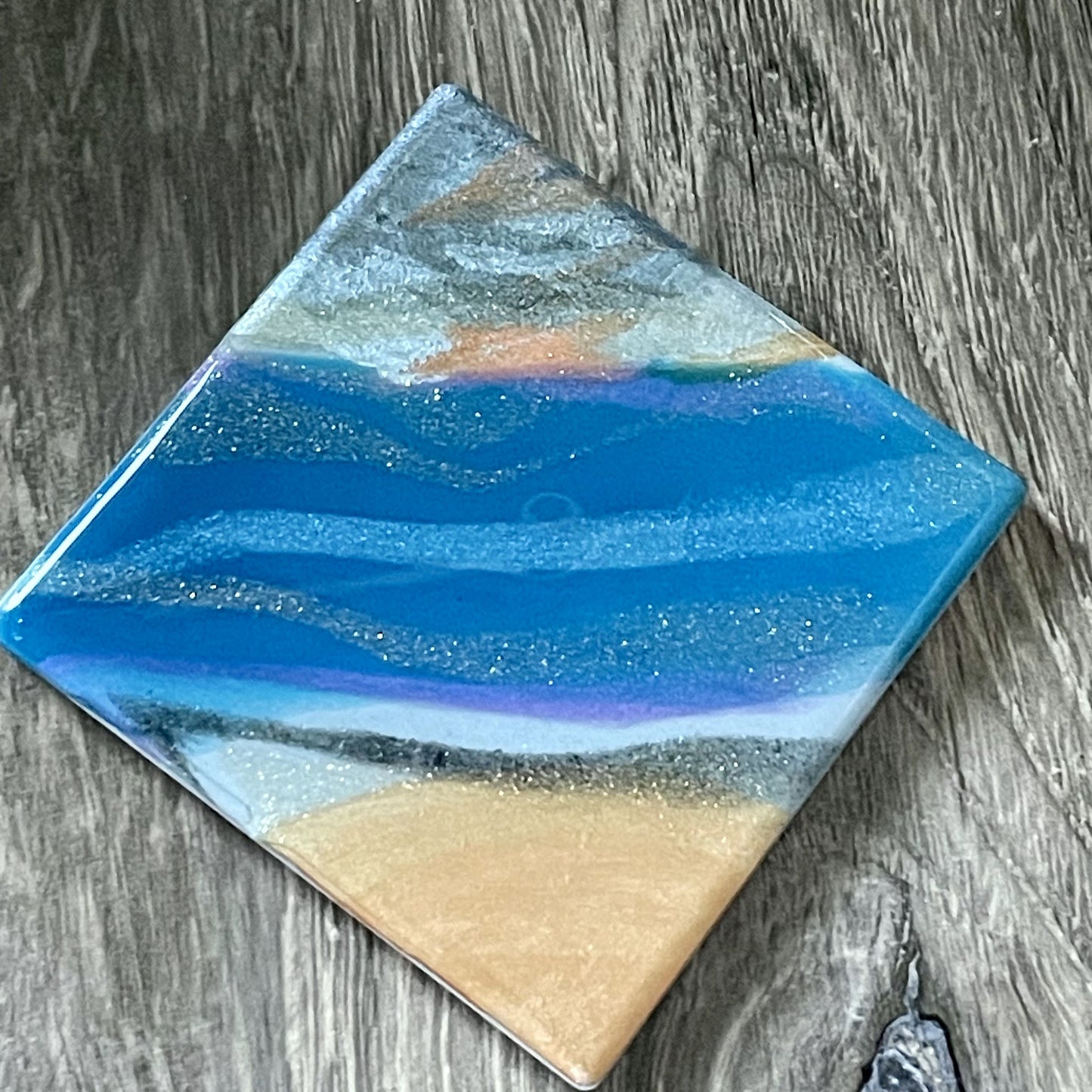 Blue Geode with Orange Corner Coasters