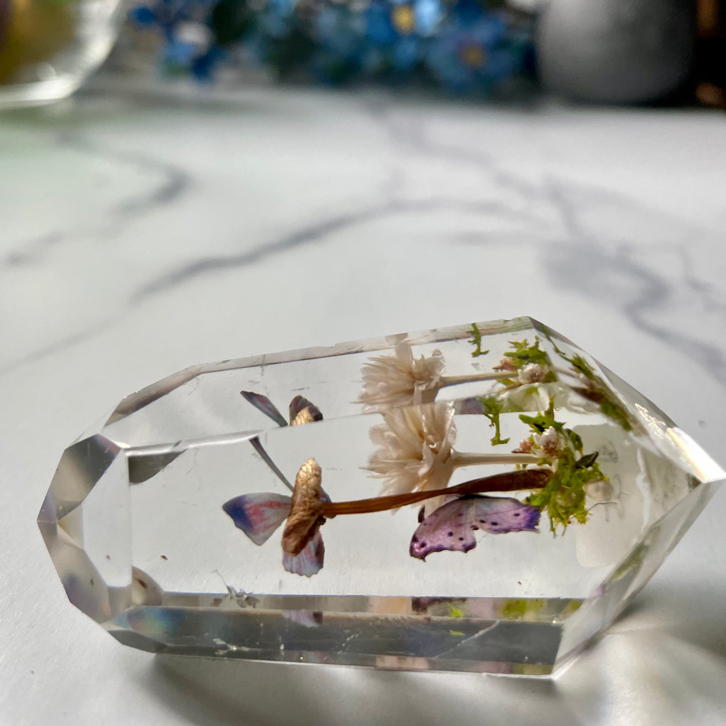 Butterfly and Mushroom Crystal Trinket