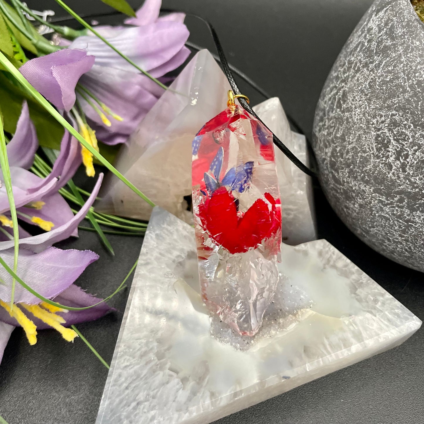 Crystal Butterfly and Flower Necklace (#4)