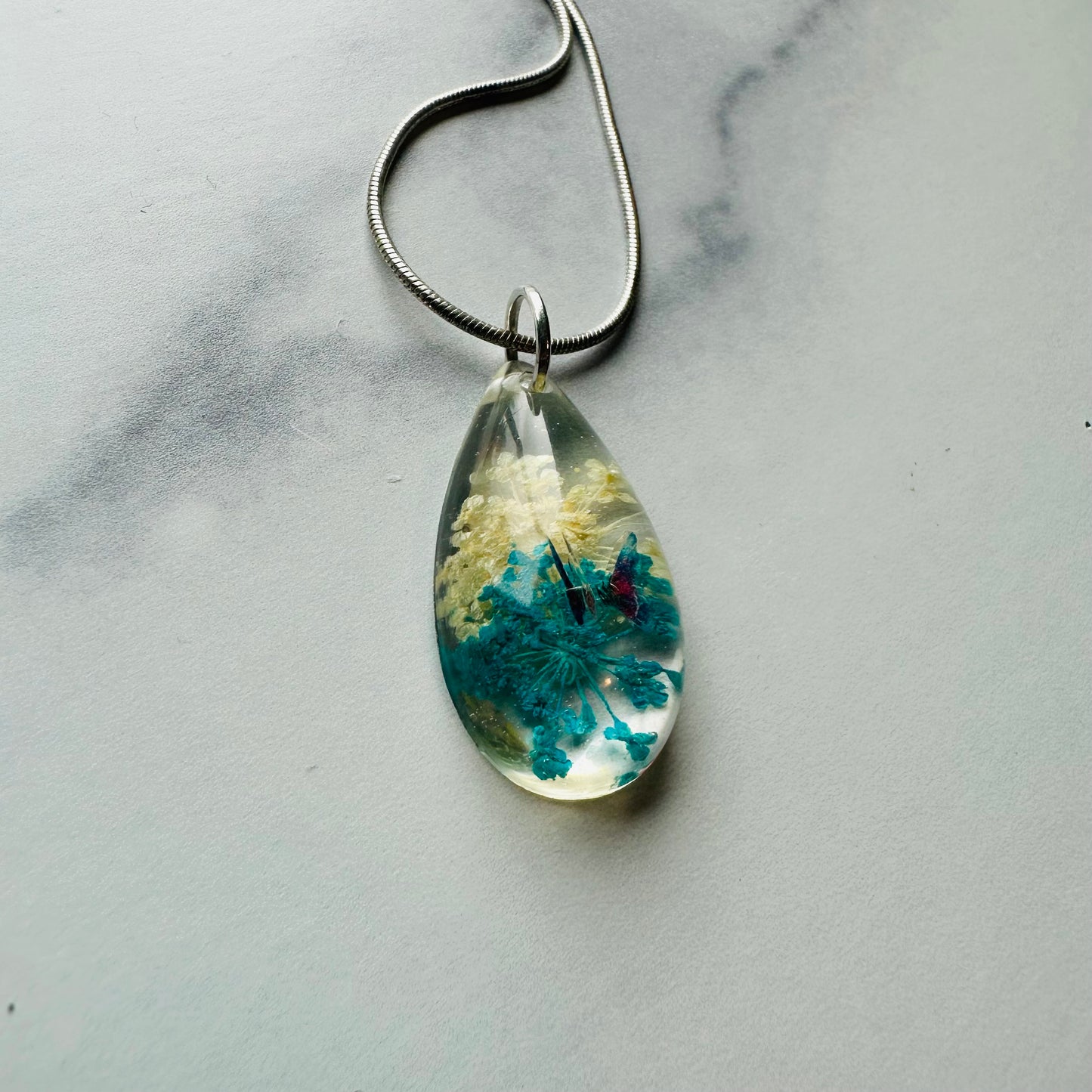 Small Crystal Butterfly and Flower Necklace (#8)