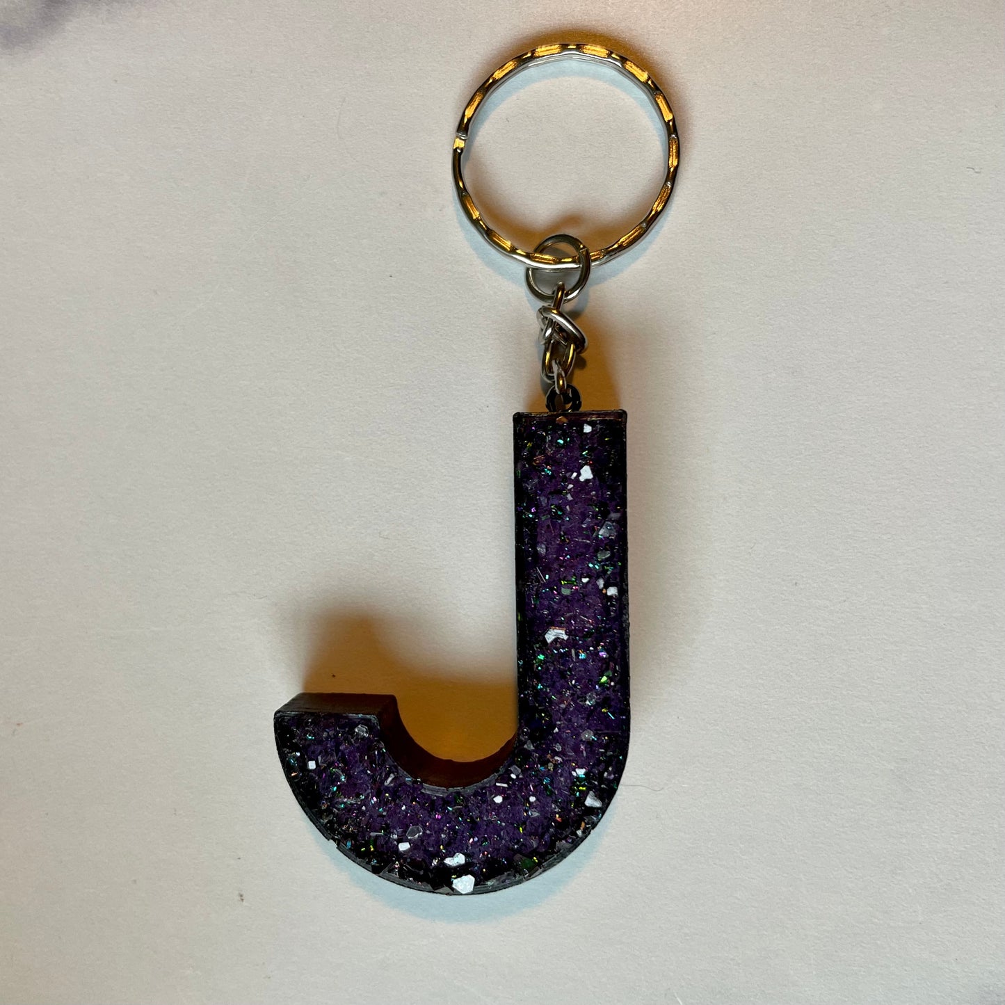Purple Letter J Keychain