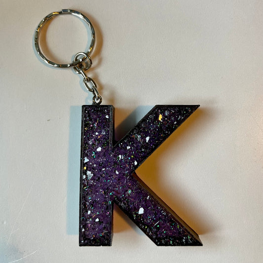 Purple Letter K Keychain