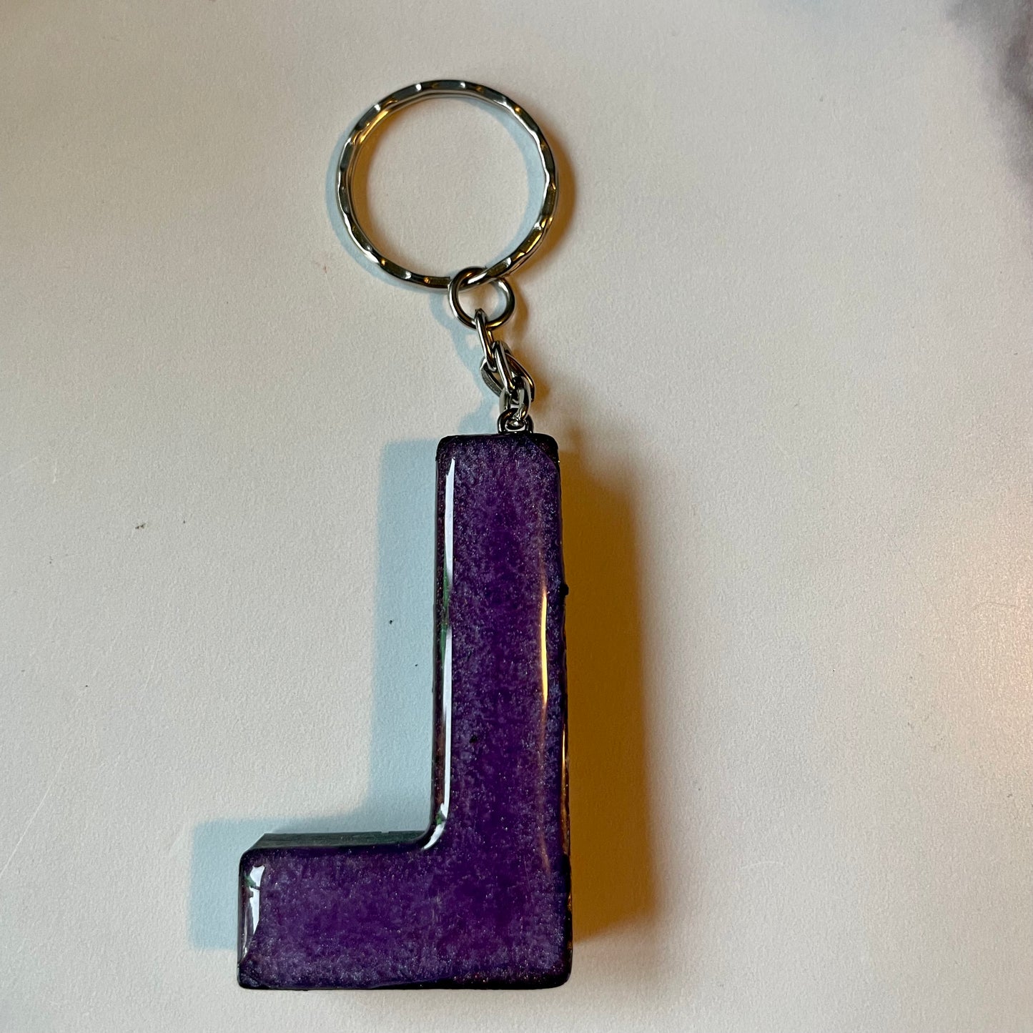 Purple Letter L Keychain