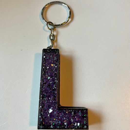 Purple Letter L Keychain