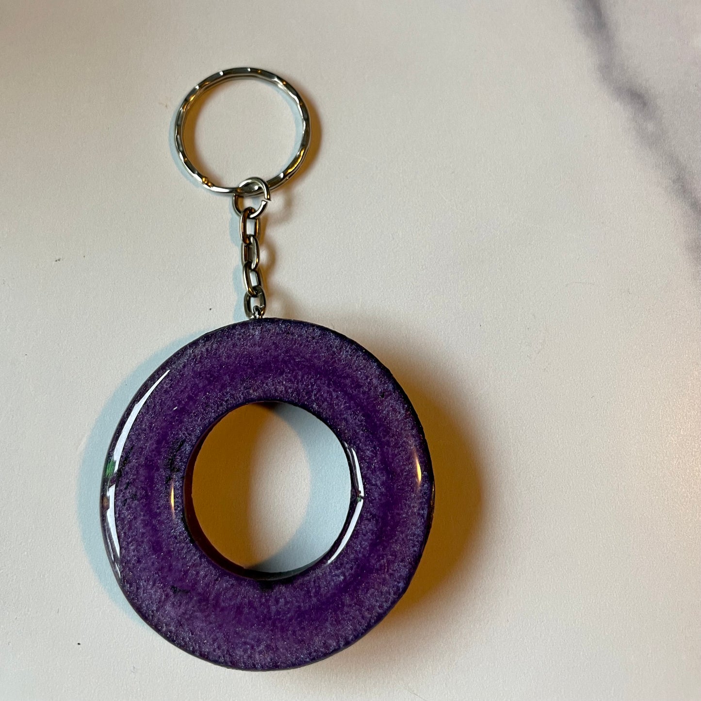 Purple Letter O Keychain