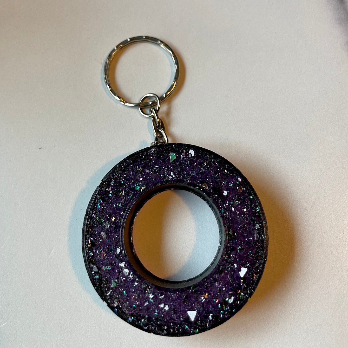 Purple Letter O Keychain