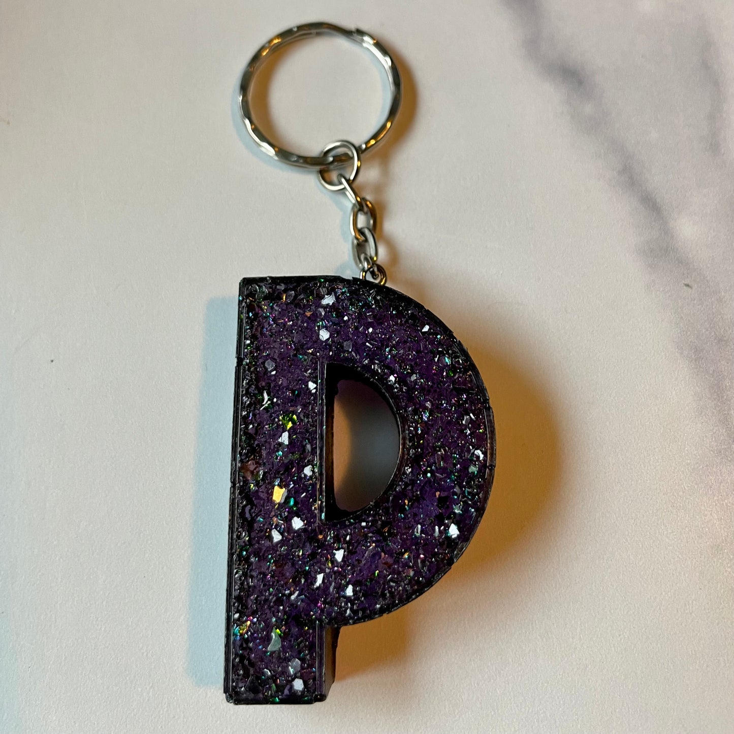 Purple Letter P Keychain