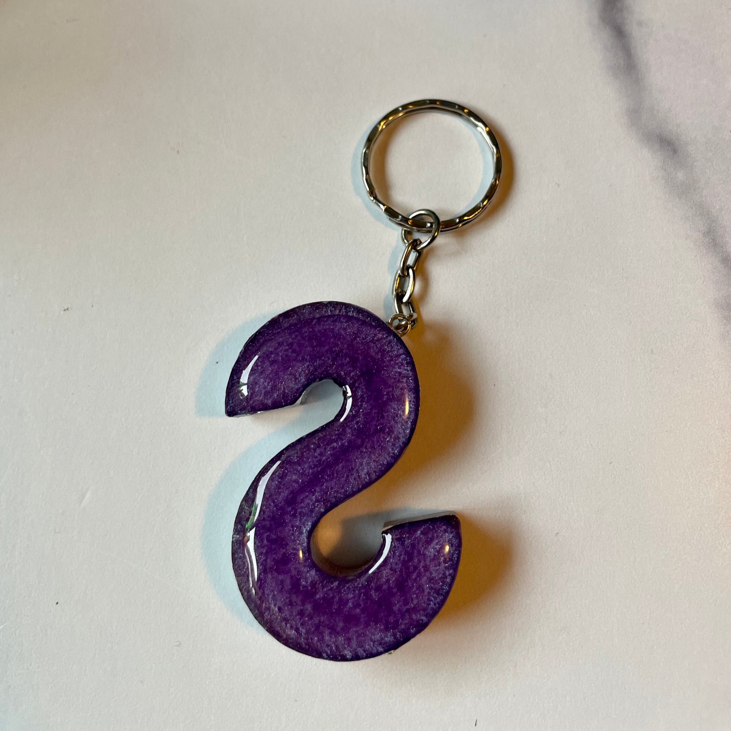 Purple Letter S Keychain