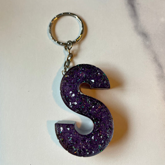 Purple Letter S Keychain