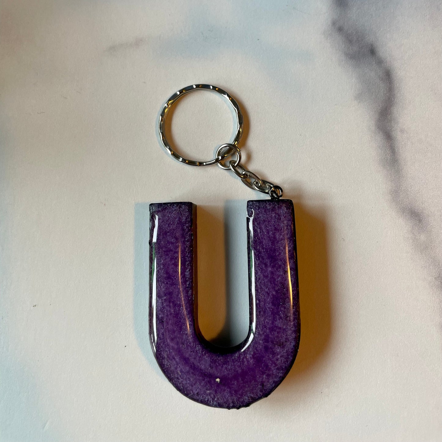 Purple Letter U Keychain