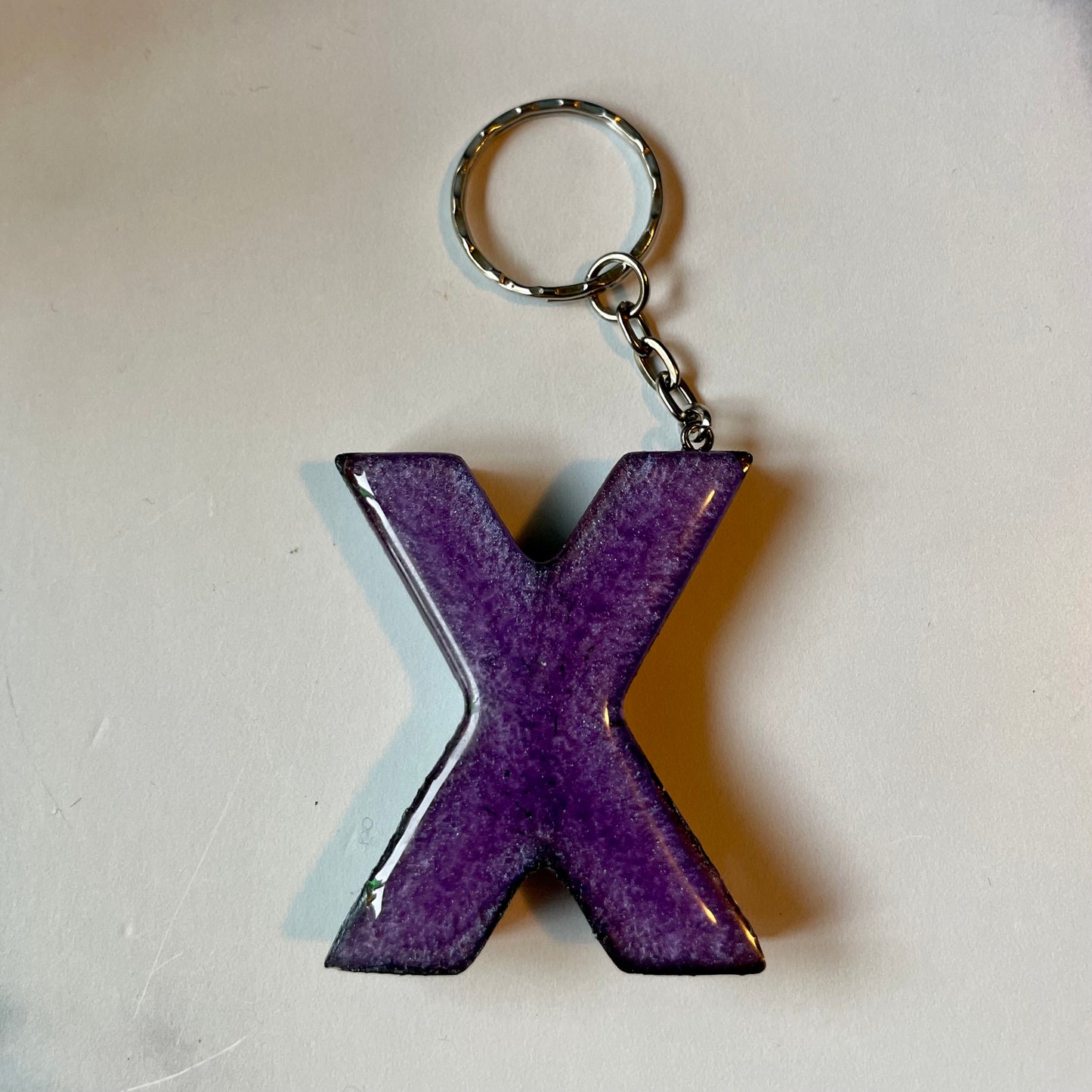 Purple Letter X Keychain