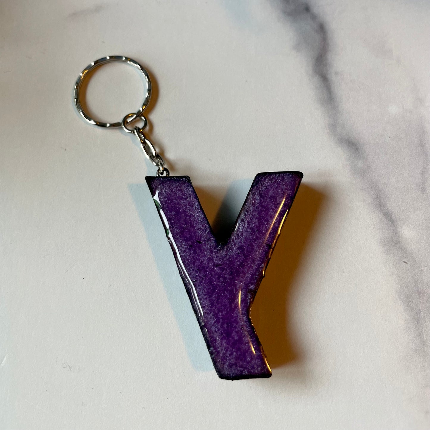 Purple Letter Y Keychain