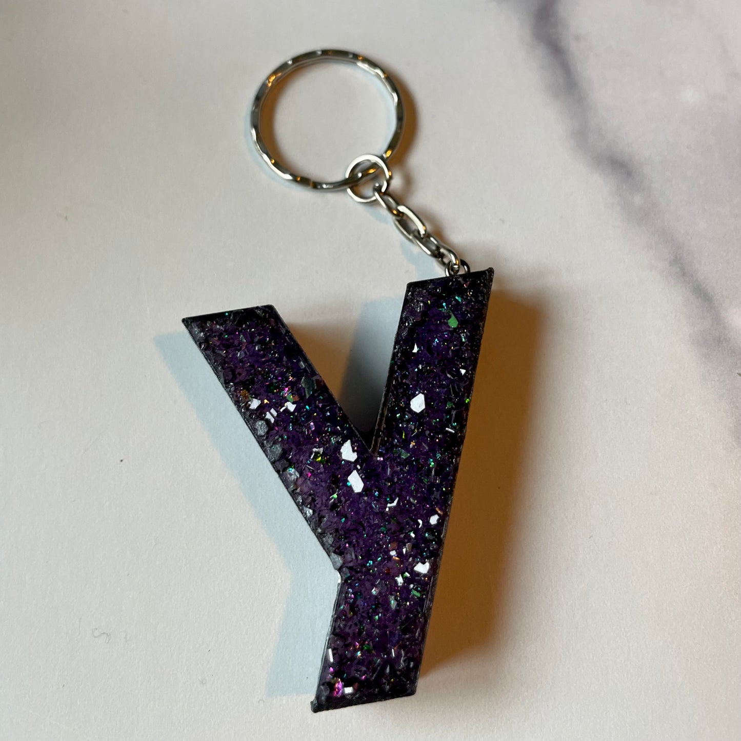 Purple Letter Y Keychain