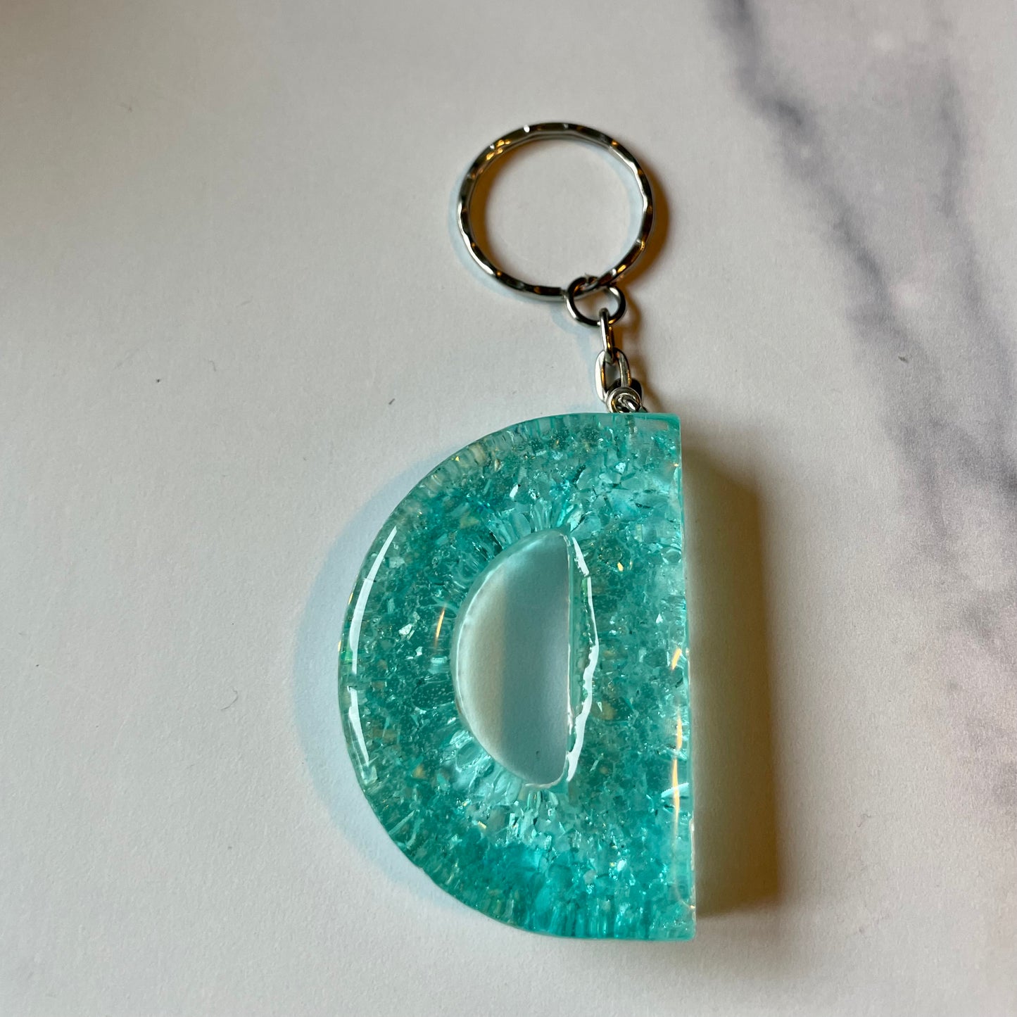 Ocean Blue Letter D Keychain