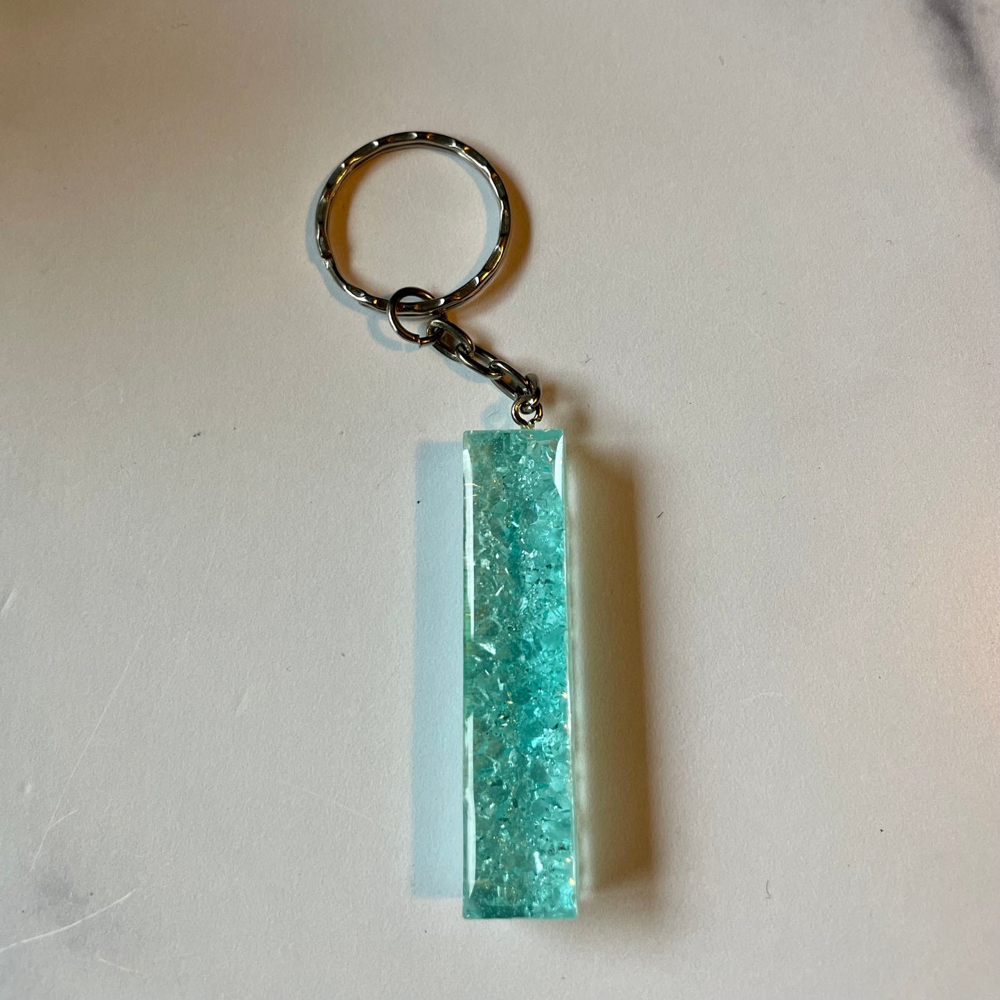 Ocean Blue Letter I Keychain