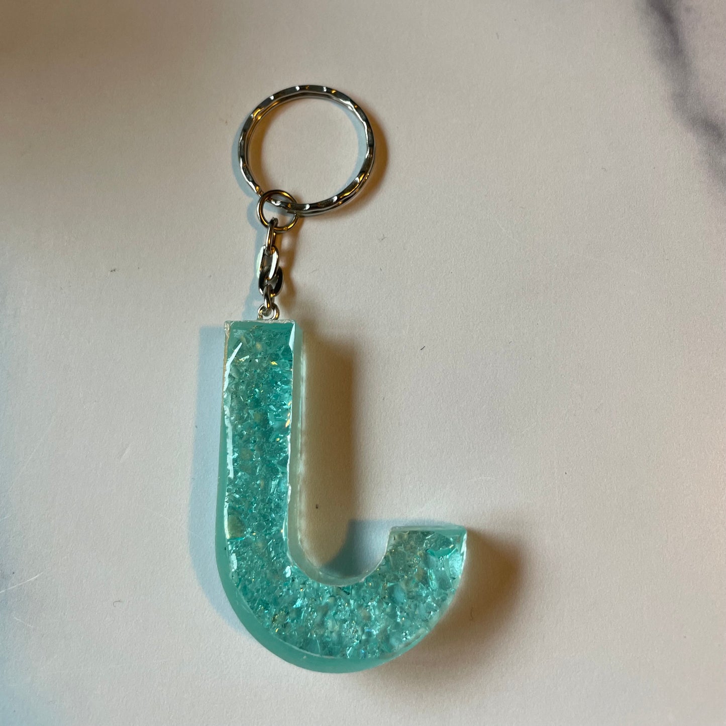 Ocean Blue Letter J Keychain