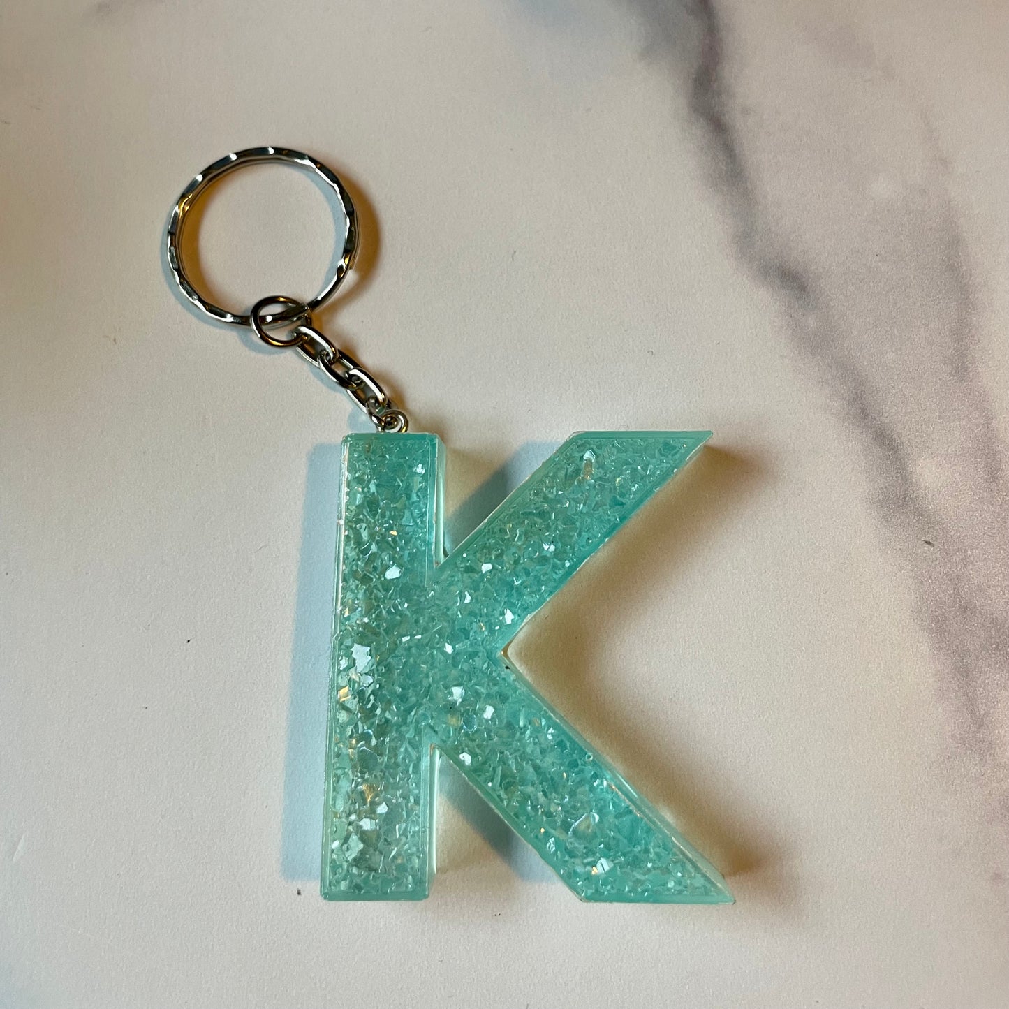 Ocean Blue Letter K Keychain