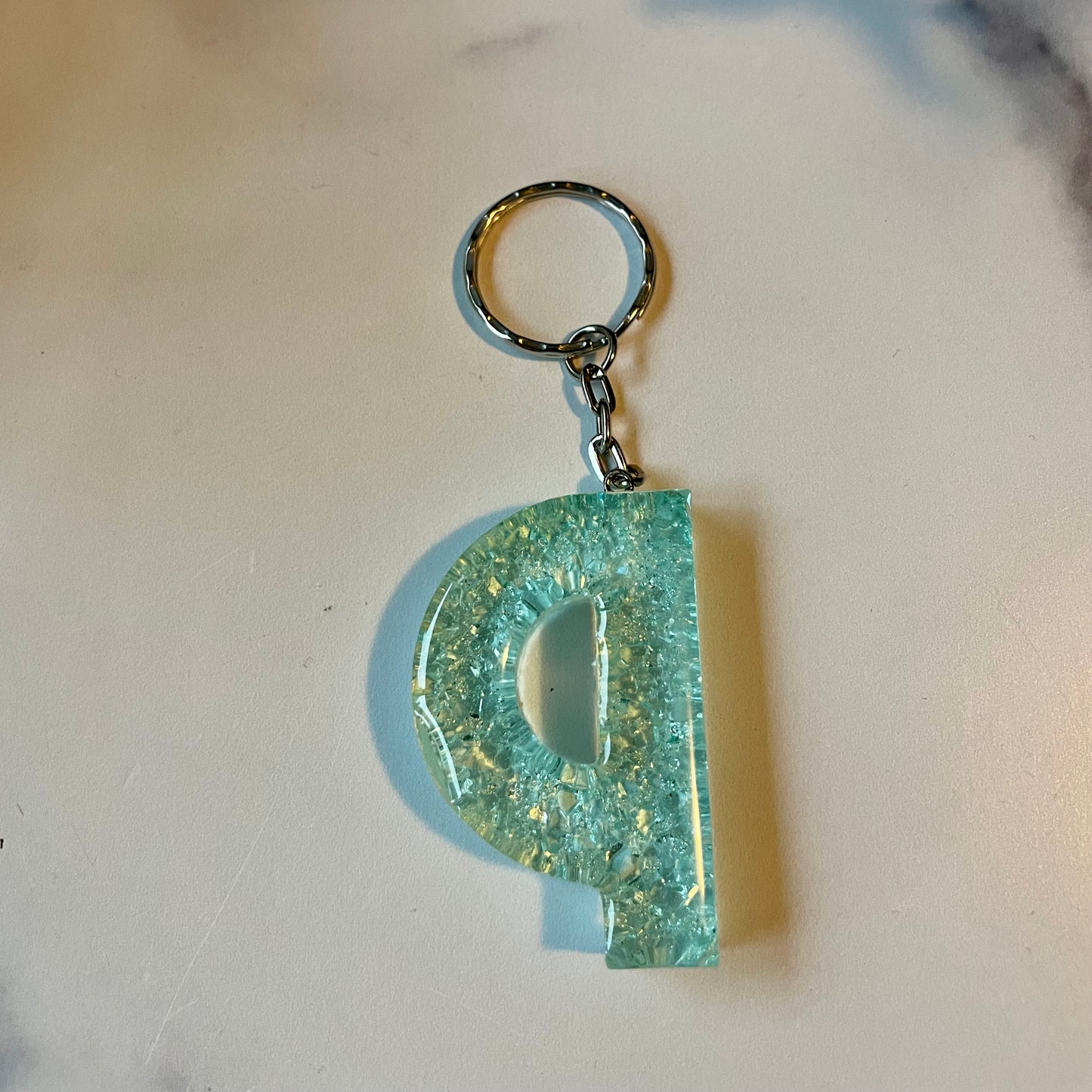 Ocean Blue Letter P Keychain