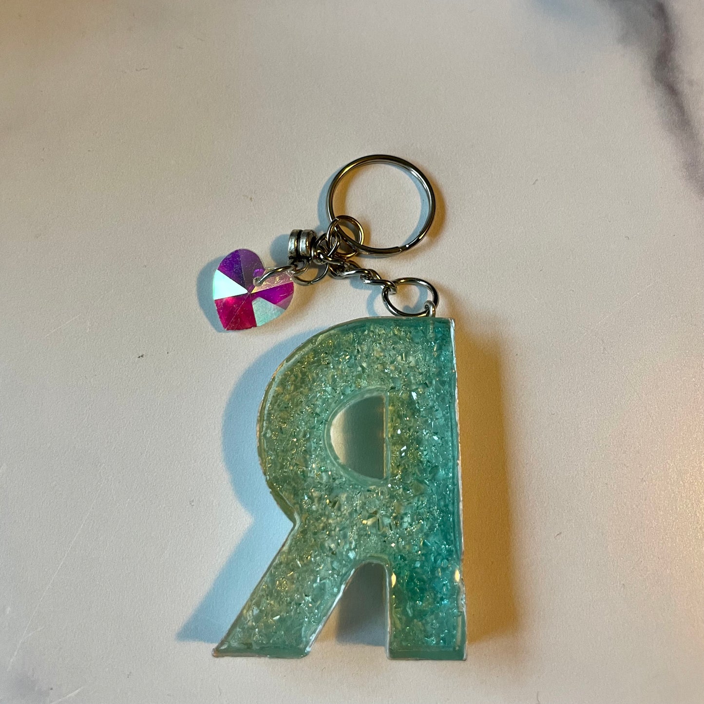 Ocean Blue Letter R Keychain