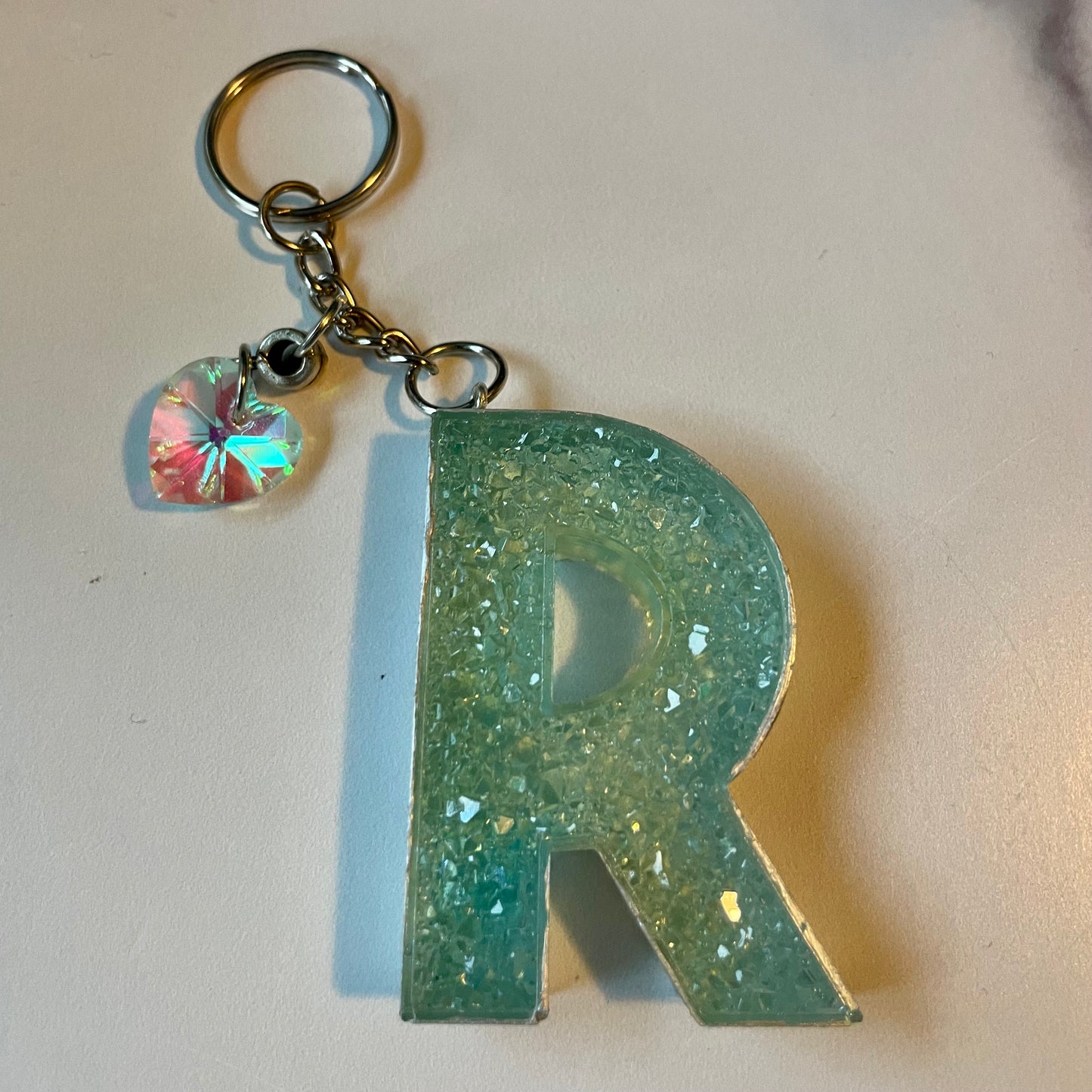 Ocean Blue Letter R Keychain
