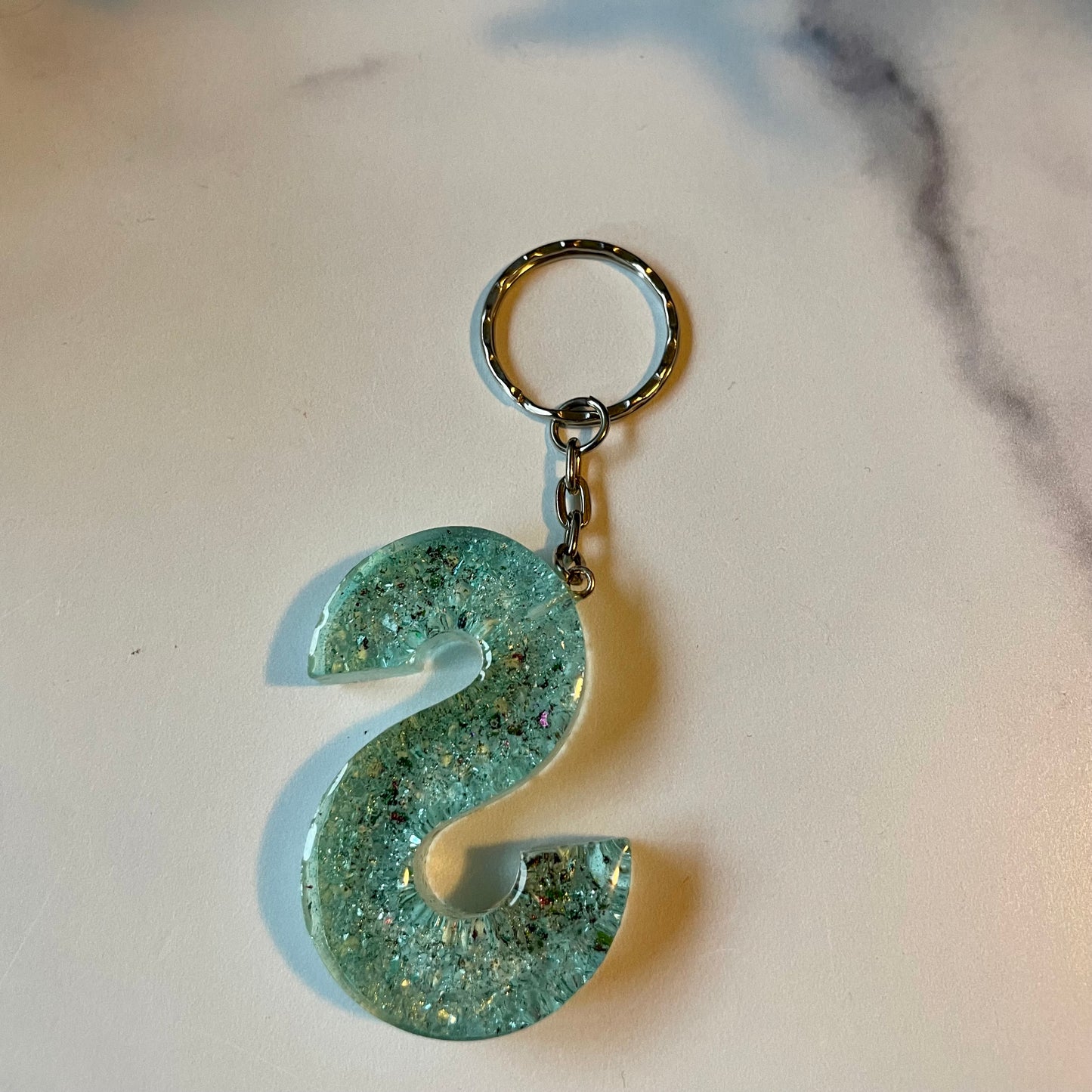Ocean Blue Letter S Keychain
