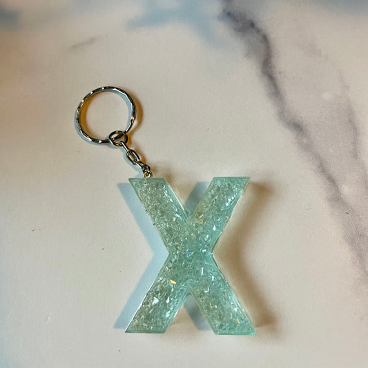 Ocean Blue Letter X Keychain