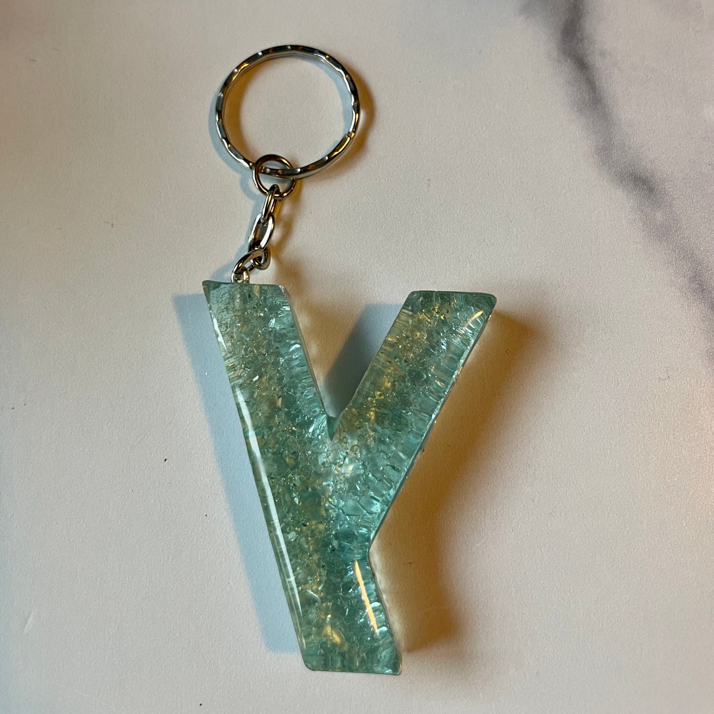 Ocean Blue Letter Y Keychain