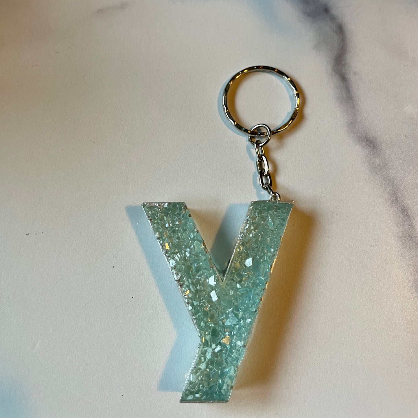 Ocean Blue Letter Y Keychain