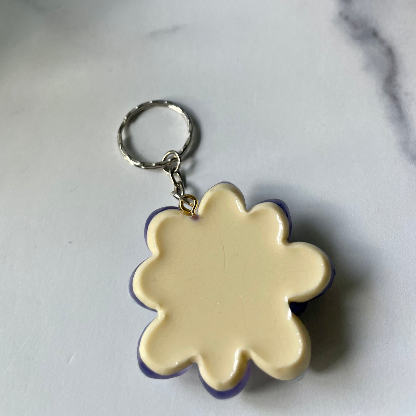 Purple and White Flower Keychain (#69)