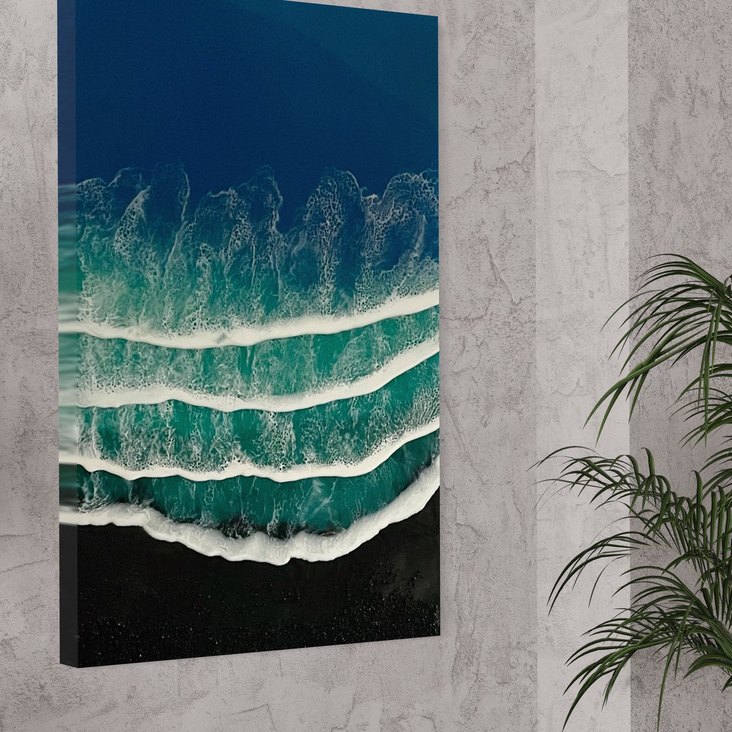 Large Ocean Wave with Black Sand Wall Art