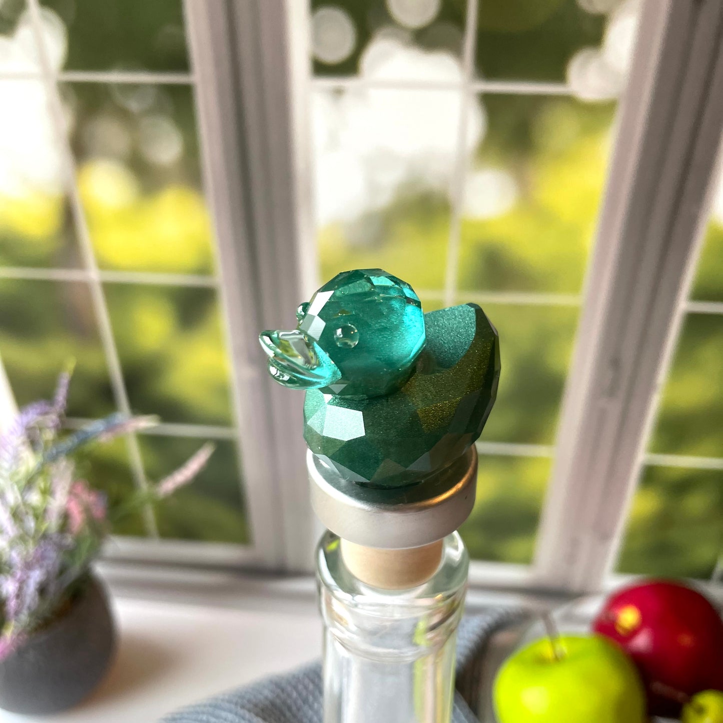 Crystal Green Duck Cork Wine Stopper