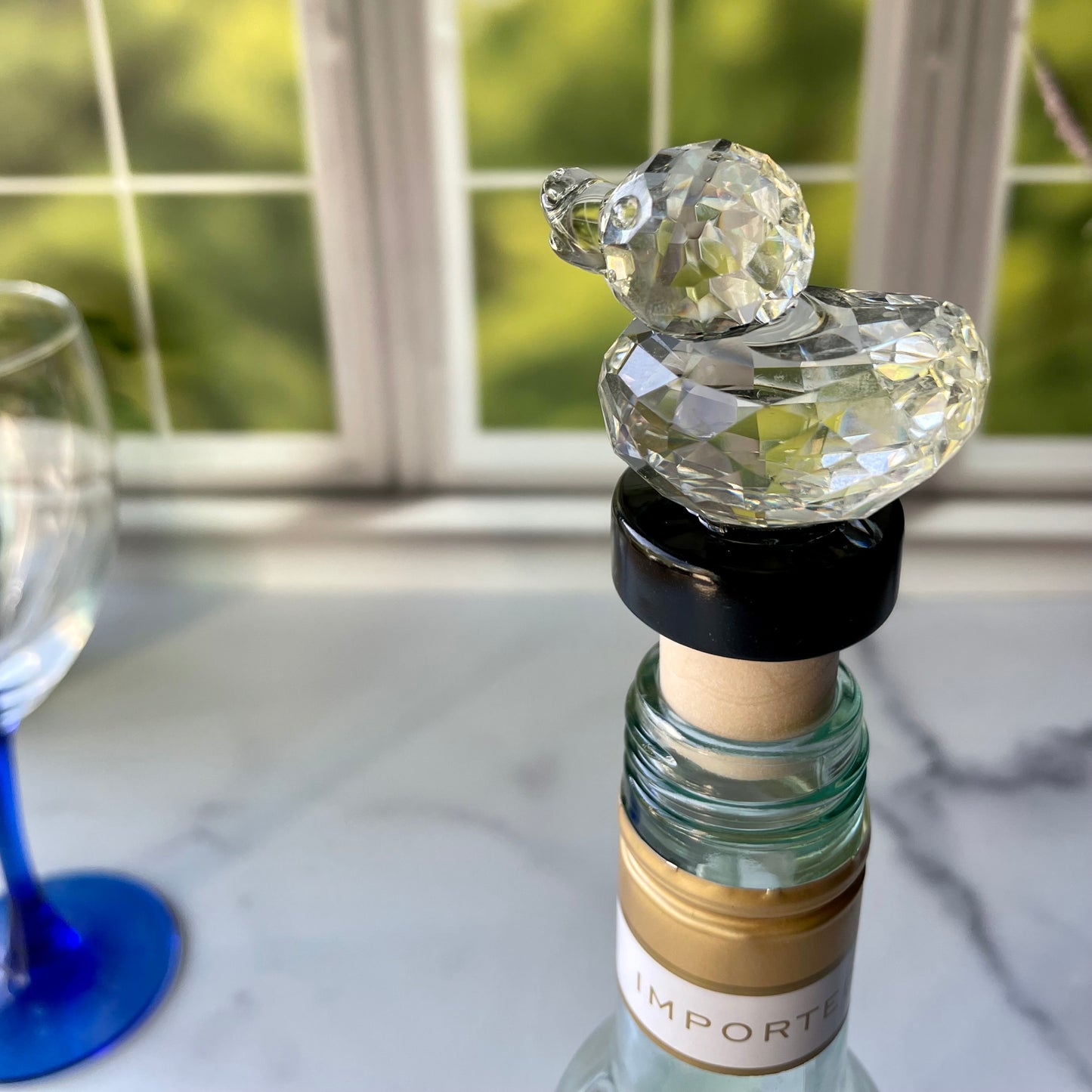 Clear Crystal Duck Cork Wine Stopper