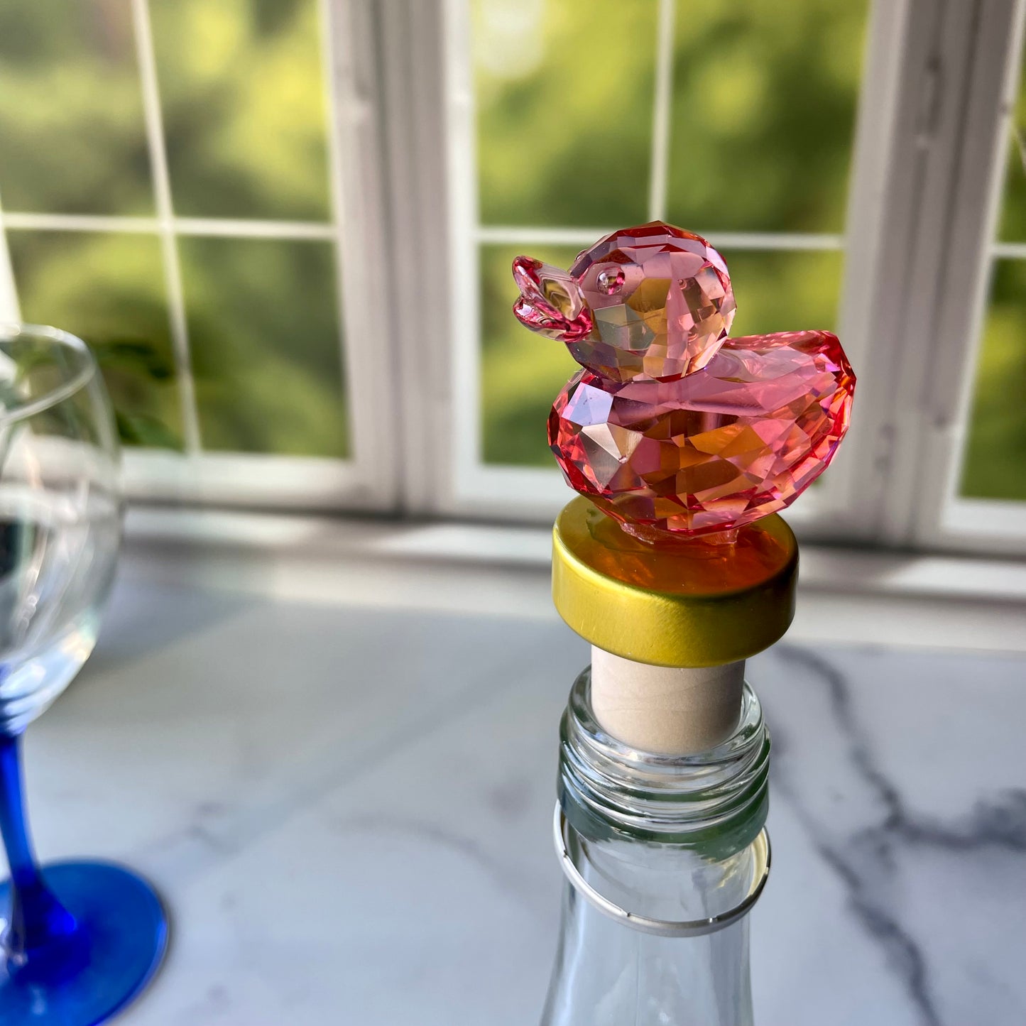 Light Red Crystal Duck Cork Wine Stopper