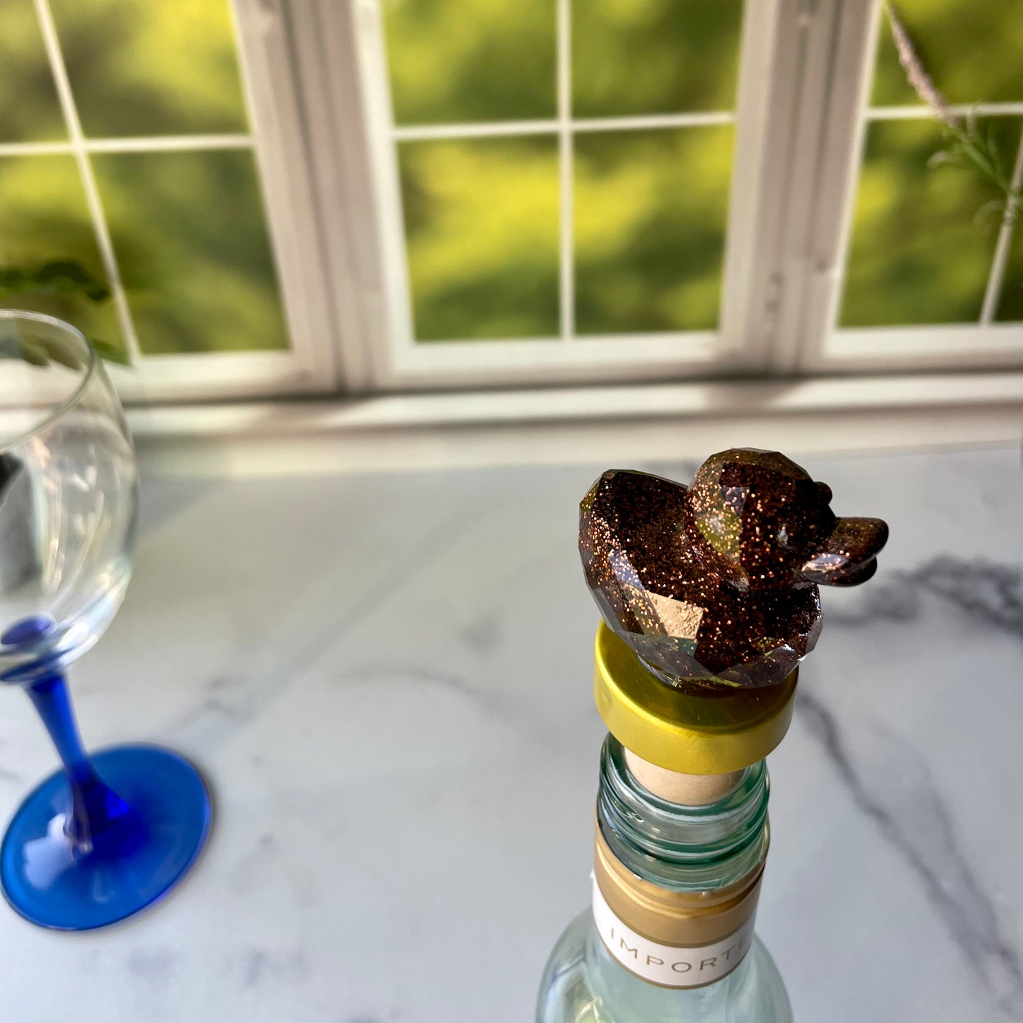 Golden Glitter Duck Cork Wine Stopper