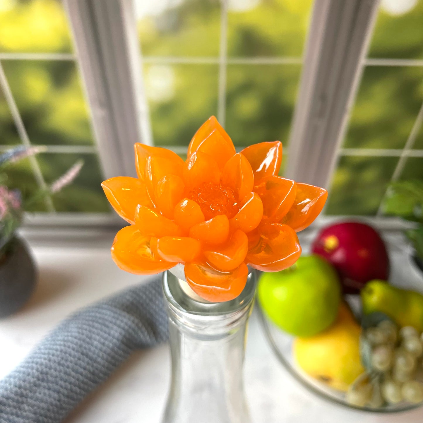 Orange Flower Cork Wine Stopper
