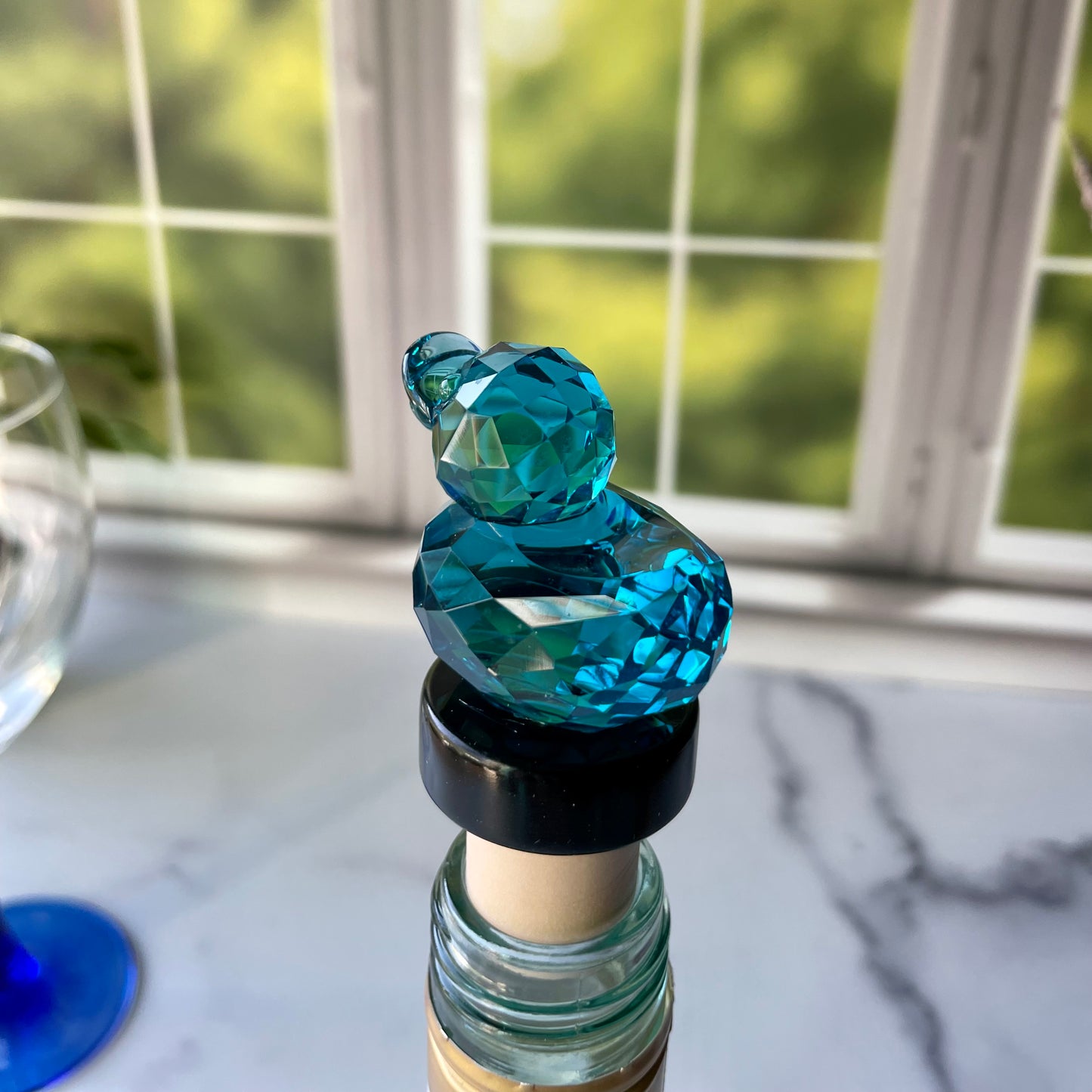 Blue Glitter Duck Cork Wine Stopper