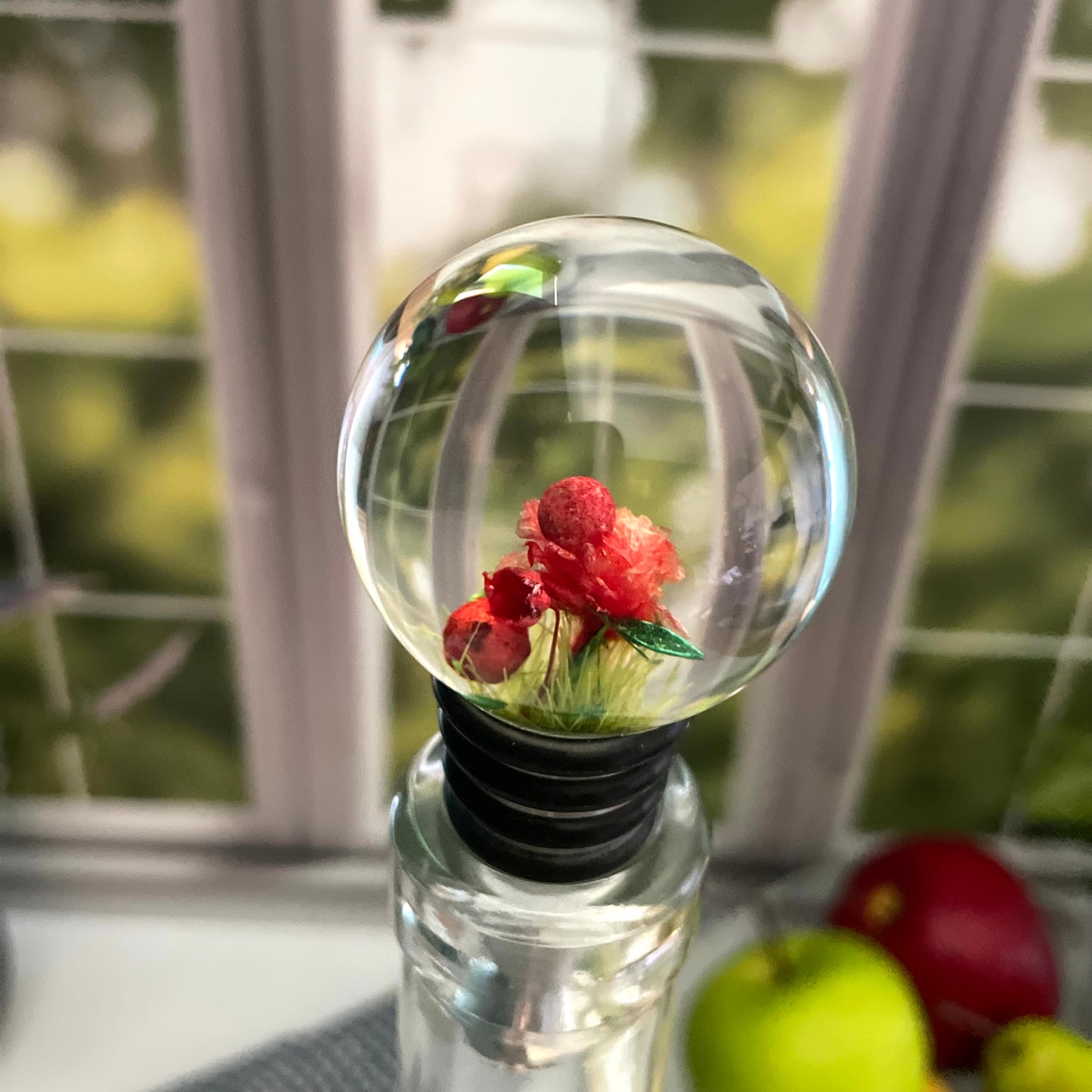 Red Blossoms Stainless Steel Liquor Bottle Stopper