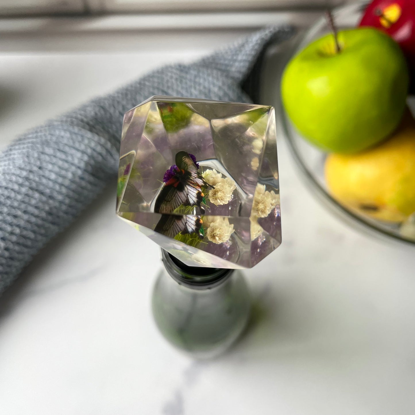 Purple Bloom Stainless Steel Liquor Bottle Stopper