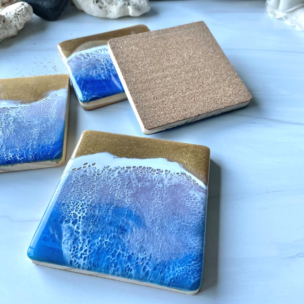 Square Purple Wave Coasters