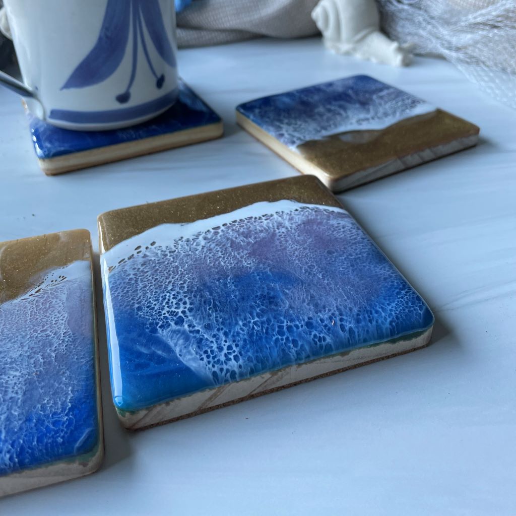 Square Purple Wave Coasters