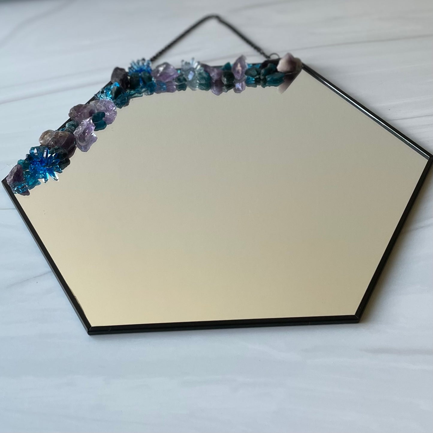 Amethyst Hexagon Hanging Mirror