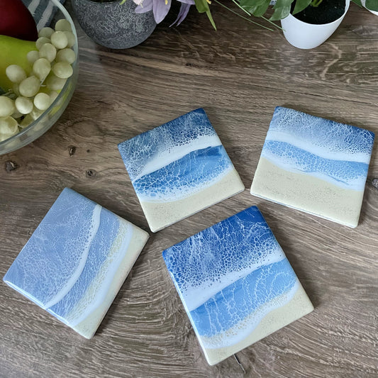 Sandy Beach and Ocean Waves Coasters