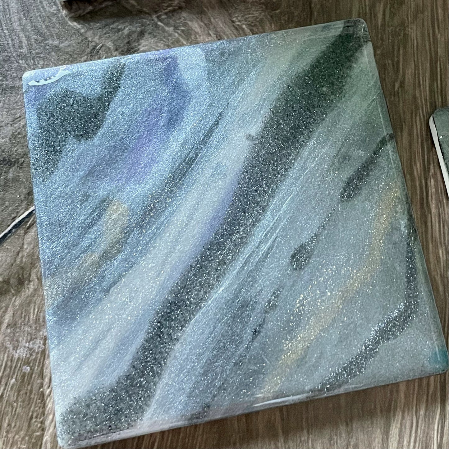 Gray Sparkle Geode Coasters