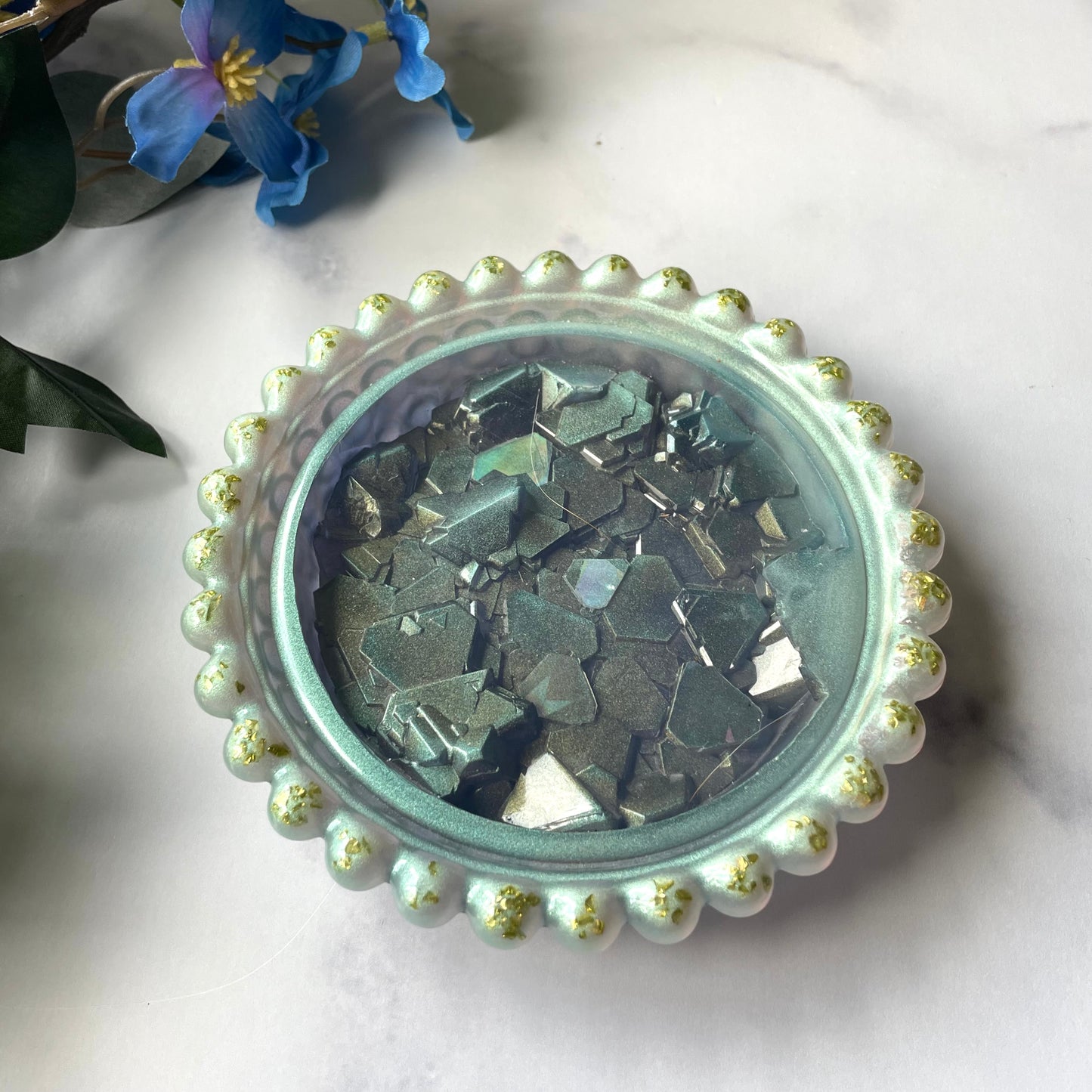 Green Luster Pearl Trinket Tray
