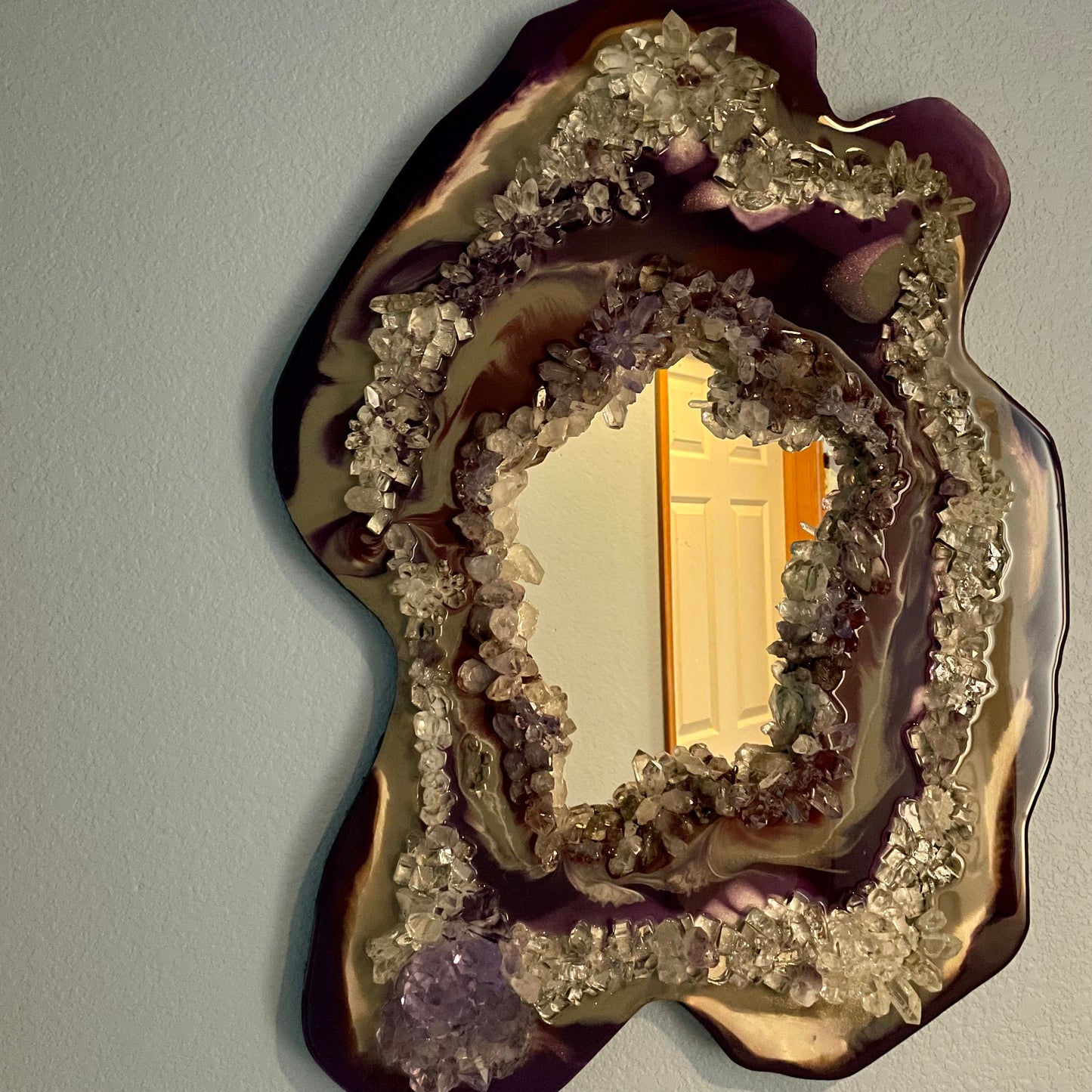 Geode-inspired Amethyst Wall Mirror