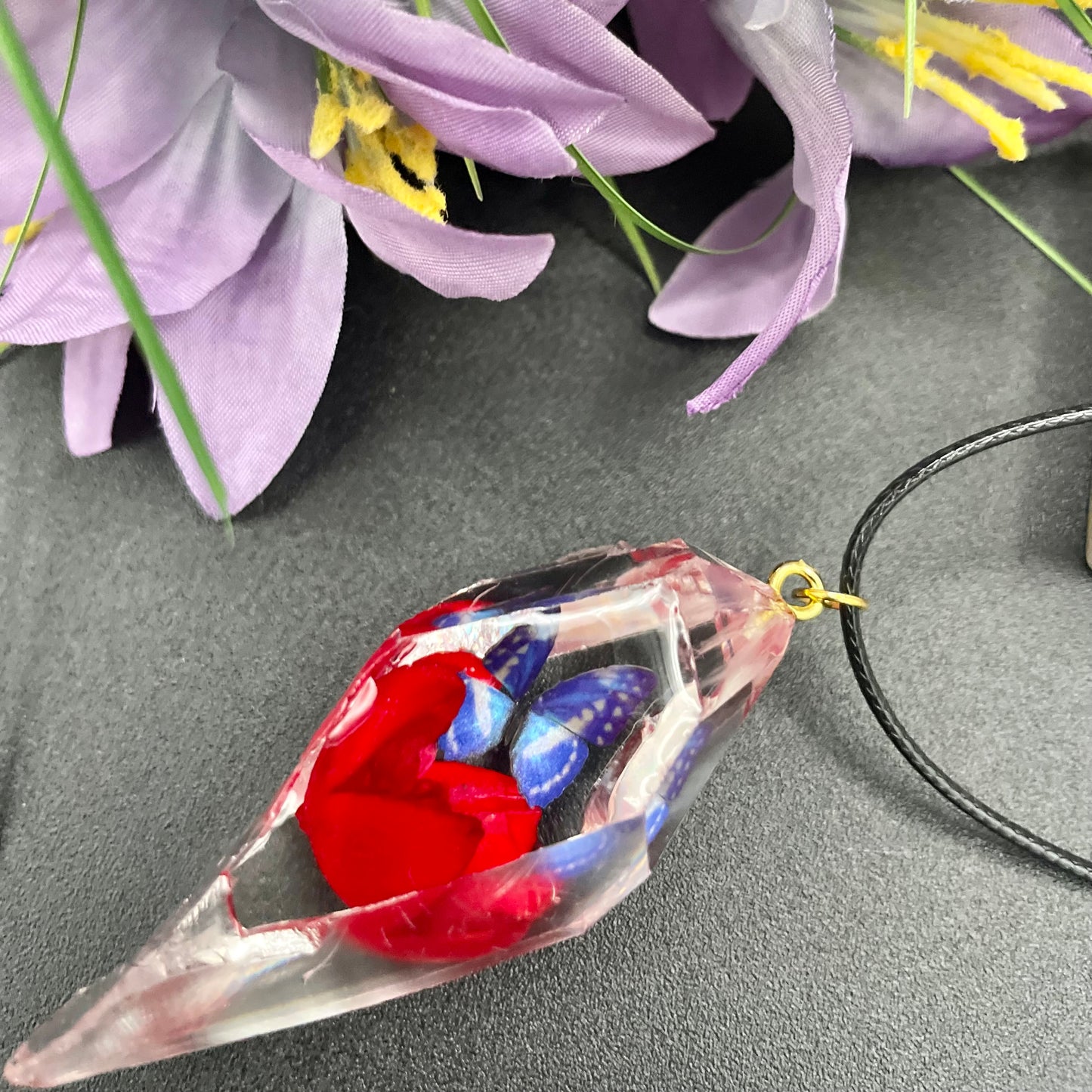 Crystal Butterfly and Flower Necklace (#4)